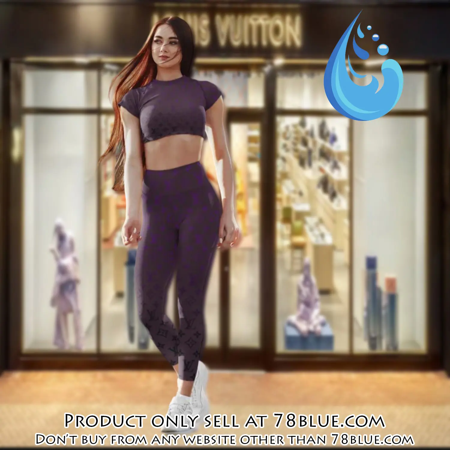 Purple brown louis vuitton luxury sportwear combo luxury brand crop top tshirt and legging for women ctl1035 78b1442580